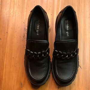 Madden Girl Chain Detail Black Loafers